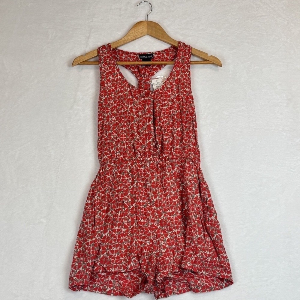 Wet Seal Red Floral Tank Top Romper New With Tags Small